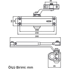 Omega Dirsek Kollu Kapı Kapatıcı En: 2-5 Güç Ayarlı (100-120 Kg)