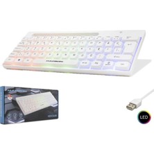 Nodar Hadron HDX2608 Kablolu Oyuncu Mini Klavye LED Q Beyaz (Kdo)