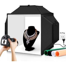 CoverZone 30X30X30 cm Katlanabilir LED Fotoğraf Çekim Çadırı Stüdyo Işık Kutusu, 120 LED Halka Işık, CRI95, USB GÜÇ,%1-100 Parlaklık Ayarı, 6 Renk Arka Fonlu Ürün Fotoğraf Çekim Seti (PU5032B)