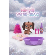 Farbu Oyuncak Petclub Sevimli Minişin Yatak Odası Oyun Seti - Sevimli Kahverengi Köpek Figürlü ve Aksesuarlı Eğlenceli Kutu Oyuncak