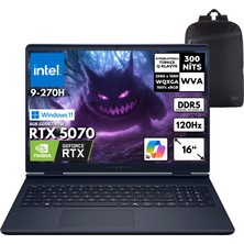 Dell Alienware 16 Aurora Intel 9-270H 48-Gbddr5 4 Tbssd RTX5070 (8GB-115W-GDDR7) 16" 2k Wqxga 120Hz Windows 11 Home + Qb Sırt Çantası AC16250-C932157WQB11