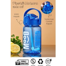 Ezupack Taşıma Kulplu Matara Spor Okul Su Şişesi Kilitli Kapak 1000 ml Mavi Renk Suluk