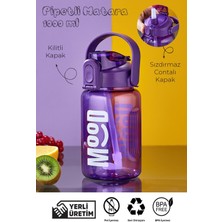 Ezupack Taşıma Kulplu Matara Spor Okul Su Şişesi Kilitli Kapak 1000 ml Mor Renk Suluk