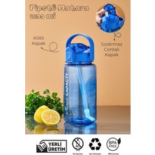 Ezupack Motive Taşıma Kulplu Matara Spor Okul Su Şişesi Kilitli Kapak 1500 ml Mavi Renk Suluk
