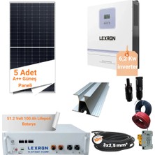 Solar Enerji Pazari 6,2 Kw  Lityum Akülü  Güneş Enerjili Bağ Evi Hobi Bahçesi Paketi - Tam Set Montaja Hazır