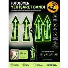 Ergündoğdu F-42 Fotolümen Yer Etiketi Lamineli 12X30 cm Çıkış Exıt Yapışkanlı Gece Parlayan Uyarı Bandı (2 Adet)