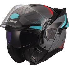 Ls2 Advant 2 Trıple Gri-Kırmızı-Siyah-Turkuaz Kask