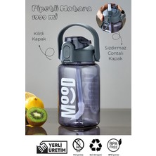 Ezupack Taşıma Kulplu Matara Spor Okul Su Şişesi Kilitli Kapak 1000 ml Gri Renk Suluk
