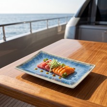 Happy Chef Blue Iris 6'lı Dikdörtgen Tabak Seti, 20X13,7 cm - H.2,2 cm , Thermoset Melamin