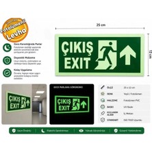 Ergündoğdu F-4 Dekota Fotolümenli 12X25 cm Çıkış Exıt Yön Levhası Yukarı Yön Ikaz Levhası