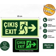 Ergündoğdu F-1 Dekota Fotolümenli 12X25 cm Çıkış Exıt Yön Levhası Sağ Yön Ikaz Levhası