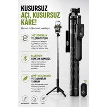 CoverZone Bluetooth Selfie Çubuğu ve Tripod, Çift LED Dolgu Işıklı, 360° Dönebilen Telefon Tutucu, Uzaktan Kumandalı, Maksimum 175CM, Katlanabilir Vlog Canlı Yayın Fotoğraf Video Çekim Standı | K28P