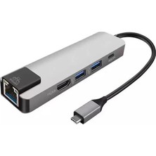 Uravas Store Ally 5in1  USB 3.1 Type C To HDMI 2xusb 3.0 RJ45 Ethernet Dönüştürücü ADAPTÖR-(5775)