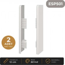 Agk Espumo Kompozit Süpürgelik 12 cm Bitiş Kapağı Aksesuarı (1 Paket - 2 Adet) - Beyaz - ESP501