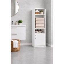 Rudu Duru Çok Amaçlı Banyo Dolabı Düzenleyici 45X34X156 cm 1 Kapaklı 5 Raflı
