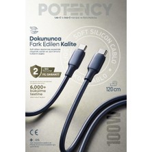 Hsc Bilişim Pdateknoloji 100W Potency Type-C To Type-C Isıya Dayanıklı Hızlı Şarj ve Data Kablosu 1.2m Siyah