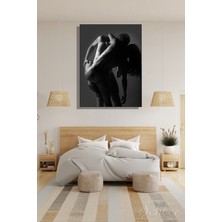 Şehber Siyah Beyaz Çıplak Çift  Modern Sanat  Fotoğrafı Dekoratif Dikey Kanvas Tablo Tekli Ev Kafe Ofis 3030