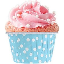 Hsc Bilişim Kullan At Market KM-PKU-0215 Puantiyeli Muffin Kek Kapsülü 25'li, Bebek Mavisi
