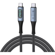 Hsc Bilişim LED Ekranlı 240W USB C - USB C Hızlı Şarj Kablosu, (48V/5A) Usb-C Pd 3.1, Naylon Örgülü Tip C Erkek