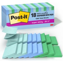Hsc Bilişim Post-It Süper YAPIŞKAN%100 Geri Dönüştürülmüş Açılır Notlar, Oasis Koleksiyonu, 3 Inç x 3 Inç, 70 Y