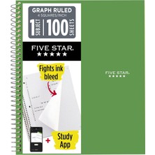 Hsc Bilişim Five Star Spiral Defter + Çalışma Uygulaması, 1 Konu, Grafik Çizgili Kağıt, 21.6 x 27.9 Cm, 100 Yap