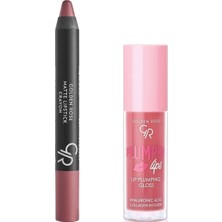 Hsc Bilişim Golden Rose Plumped Lips Lip Plumping Gloss No: 210 ve Matte Lipstick Crayon No:22 Cotton Pink Seti