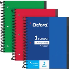 Hsc Bilişim Oxford Spiral Defter 3'lü Paket, 1 Konu, Üniversite Kuralı, Dayanıklı Plastik Kapaklar, Güçlü Bobin