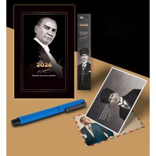 Hsc Bilişim 2026 Gazi Paşa Atatürk Ajandası Ayraç Kartpostal Kalem - Mavi