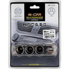 In-Car 3'lü Araç Çakmaklık Çoklayıcı USB Çakmak Soketi 12V 24V Oto Çakmaklık Çoklayıcı USB Şarj Girişli