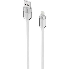 Hsc Bilişim Knit Glam 2.1A Hızlı Şarj Destekli, Usb-A To Lightning Şarj ve Data Aktarım Kablosu, 1 Metre, Beyaz