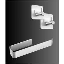 Hsc Bilişim Deltahome Paslanmaz Çelik Yapışkanlı Havluluk 27CM - 2 Adet Banyo Askısı Havlulu Askısı Set Inox