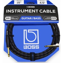 Hsc Bilişim Boss 15-Fit (4.5m) Enstrüman Kablosu, Düz/açılı ¼ "jack (BIC-15A)