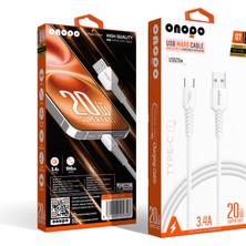 Hsc Bilişim Onopo Android Uyumlu Type-C To USB 3.4A Hızlı Şarj ve Data Kablosu 1 Metre - Q7 | Beyaz Smar