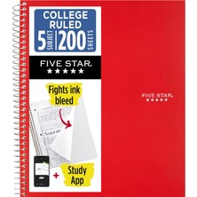 Hsc Bilişim Five Star Spiral Defter + Çalışma Uygulaması, 5 Konu, Kolej Çizgili Kağıt, Mürekkep Kanamasıyla Müc