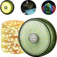 Uravas Store Şarjlı 10 Metre Ledli Şarj Göstergeli 8 Işık Modlu Hareketli ve Flaşör Modlu Kamp Lambası LED Işık