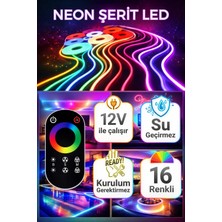 Rgb Neon Şerit LED 10 Metre | 16 Renk Kumandalı | Adaptörlü Anahtarlı 40 Adet Montaj Aparatı Hediye