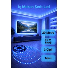 20 M ◆ LED Mavi Işık ◆ Iç Mekan ◆ Yüksek Lümen ◆ Ekstra Kalın Pcb ◆ ( Trafosuz )