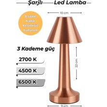 Bronz ♦ Şarjlı LED Masa Lambası ♦ 3 Kademeli Işık Renkli ♦ USB Şarjlı Gece Lambası ♦ Ev-Ofis