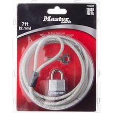 Hsc Bilişim Master Lock 715DAT Örgülü Çelik Araba Kapak Kablosu, Lamine Çelik Asma Kilit, 2,1 M Kablo ve 1-1/8