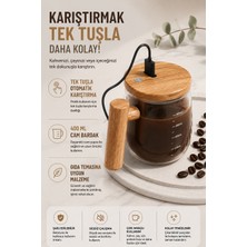 CoverZone Otomatik Karıştırma Bardağı 400 ml Cam Karıştırıcı Kupa, Gıda Temasına Uygun Abs ve Yüksek Borosilikat Cam, Tek Tuşla Karıştırma, A-750, Kahve Süt Toz Içecekler Için | A-750