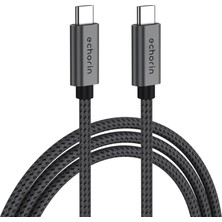 Hsc Bilişim 240W, 20 Gbps, 4K 60Hz, USB C'den USB C'ye, Örgülü Hızlı Şarj, Görüntü ve Veri Aktarım Kablosu Pd 3