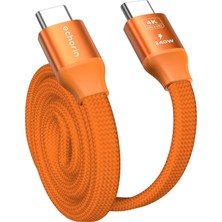 Hsc Bilişim Manyetik Turuncu 240W 20GBPS Type-C To Type-C Hızlı Şarj, Görüntü ve Veri Aktarım Kablosu, Iphone,