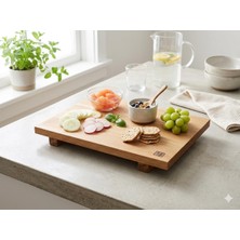 Hsc Bilişim Minimalist Modern Ahşap Sunum Standı -%100 Doğal Meşe Masif Panel, Atölye Üretimi, Geta Tarzı Ayakl