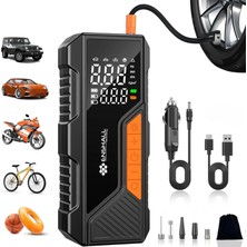 Hsc Bilişim Dijital Göstergeli LED Işıklı Taşınabilir Powerbank 4500MAH Araç Bisiklet Top Lastik Şişirme Hava K