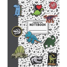 Hsc Bilişim Composition Notebook: Boys Dinosaur Composition Notebook With T-Rex And Dinos For School (Lined-Wid