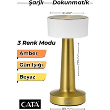 Denver Şarjlı Dokunmatik Masa Lambası | Beyaz Işık • Gün Işığı • Amber 3 Renk Modlu LED Lamba