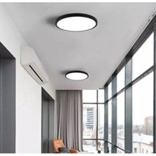 LED Tavan Wc Kiler Ofis Lambası 24 W Yuvarlak Siyah Kasa Beyaz Işık