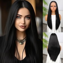 Hsc Bilişim Siyah Fiber Sentetik Düz Tül Peruk
