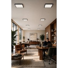 Siyah Kasa 24W 30X30 Kare LED Panel • Sıva Üstü Tavan Avize • 1920 Lümen Beyaz Işık Modern Aydınlatma