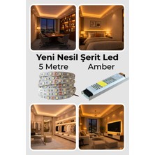 Yeni Nesil Şerit LED Seti ◆ 5 Metre Amber LED + 5 Amper 60 W Slim Trafo